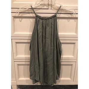 olive green halter tank top